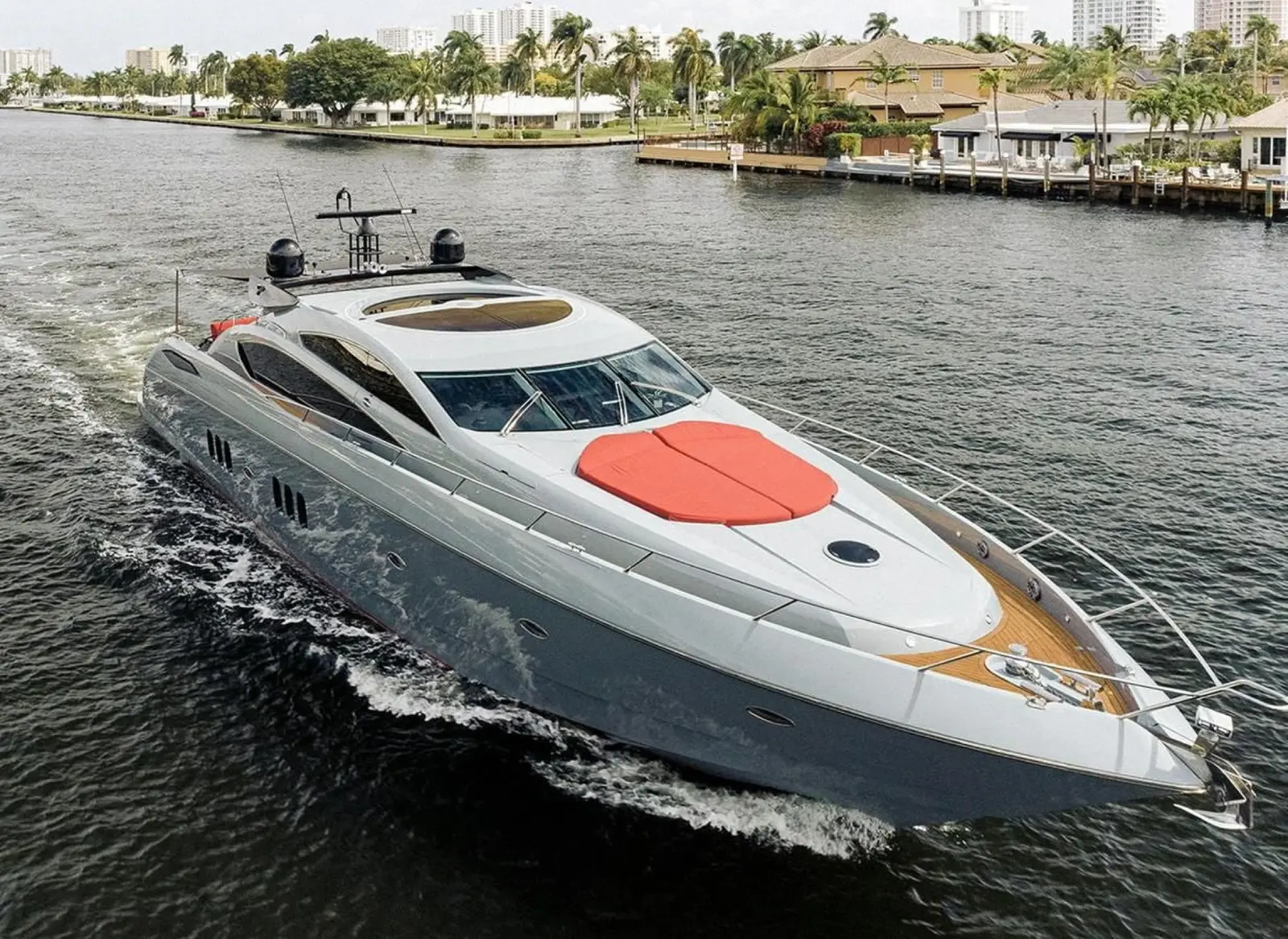 Sunseeker 85 sport yacht underway in Miami