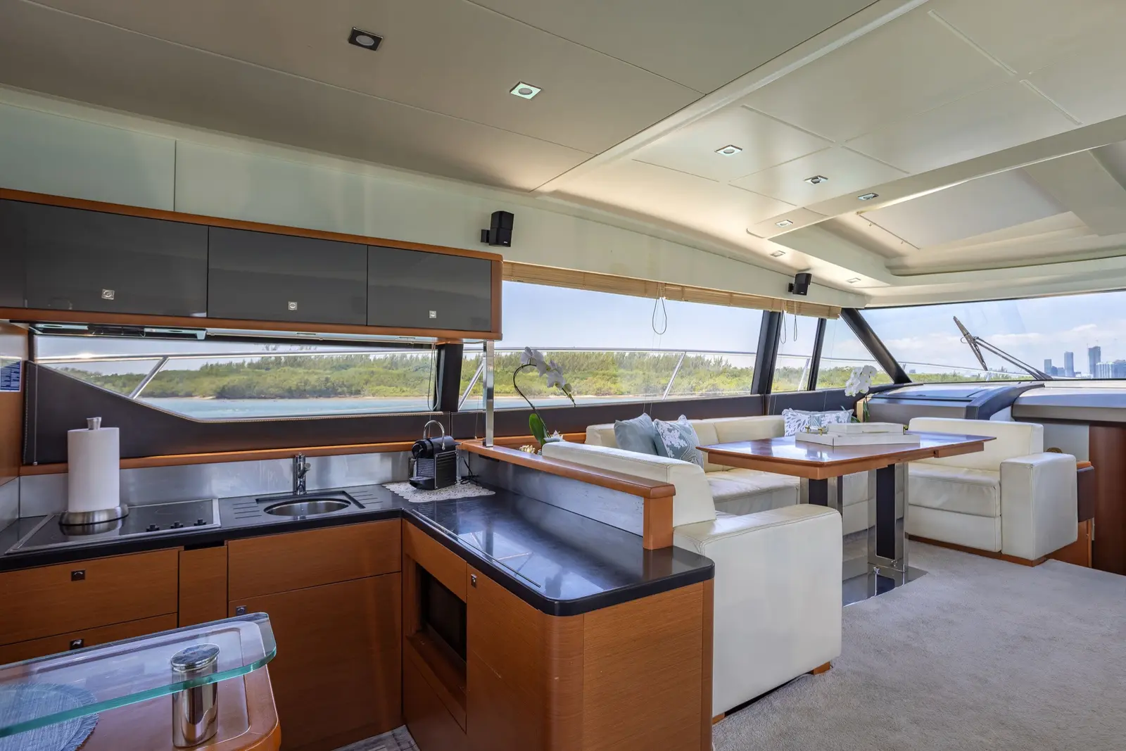Prestige 65 "No Plans" galley and salon