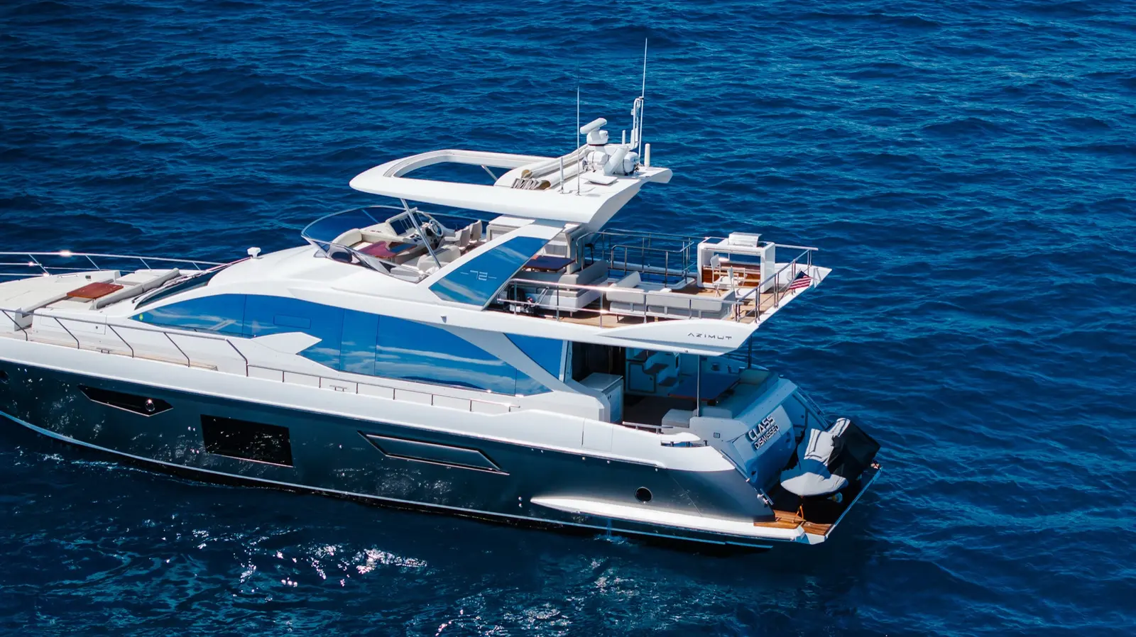 Azimut 75 flybridge and aft deck, aerial view
