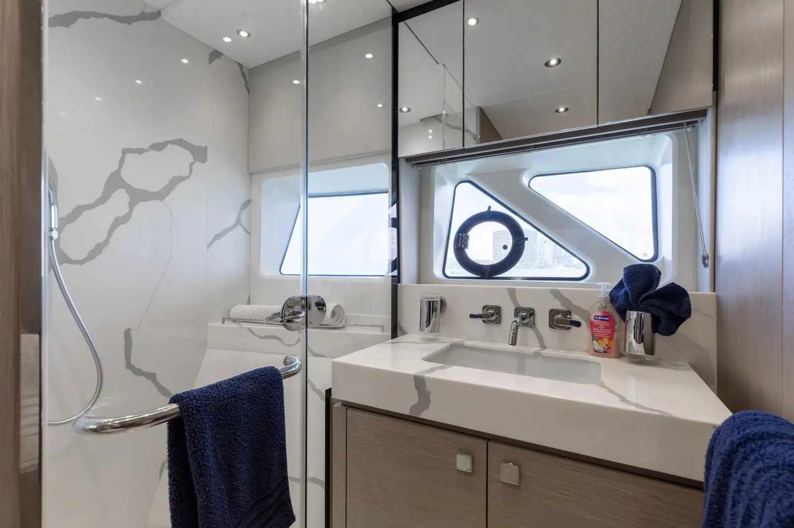 Sunseeker 80 bathroom with glass shower