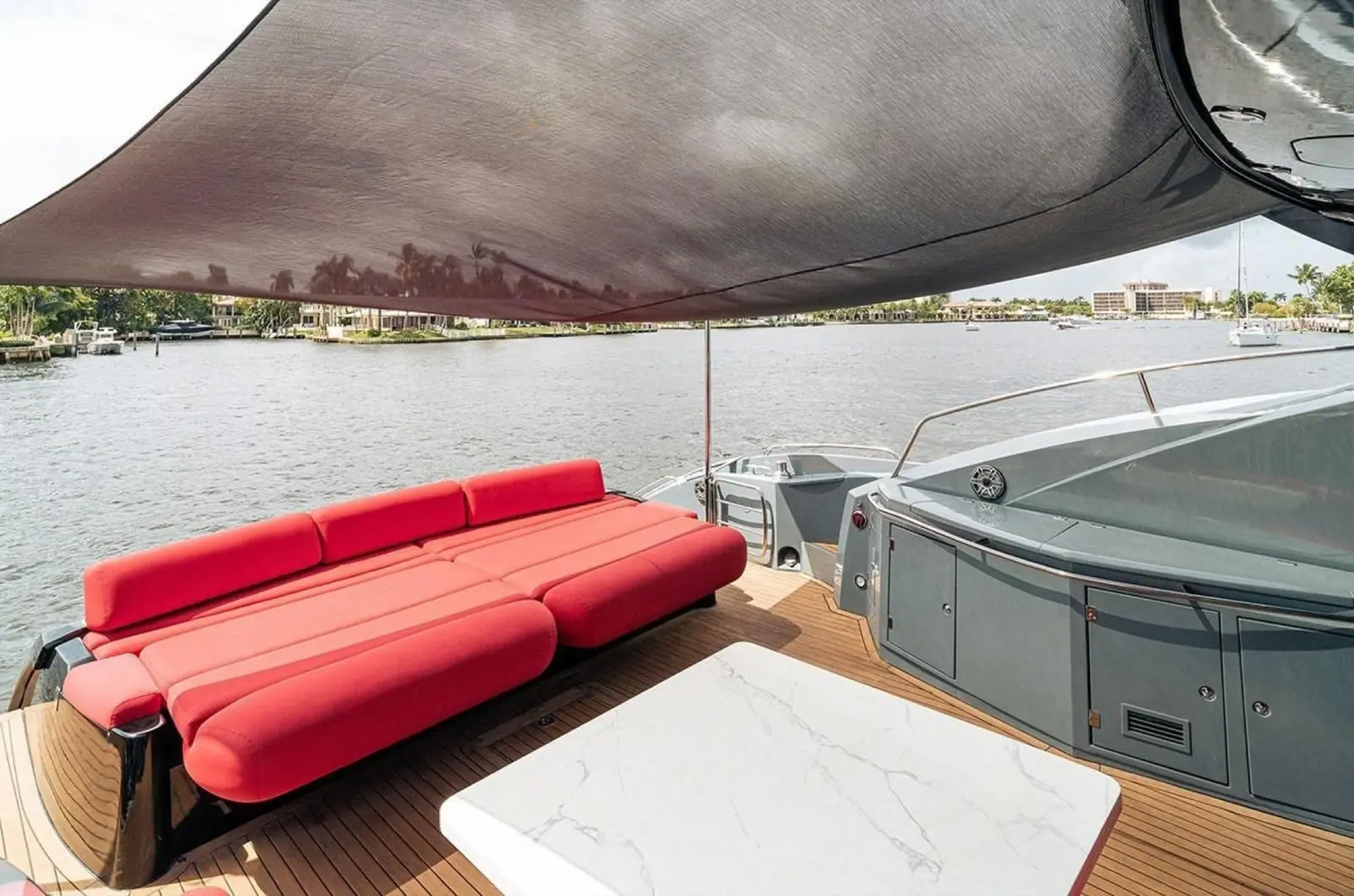 Sunseeker 85 aft deck sofa