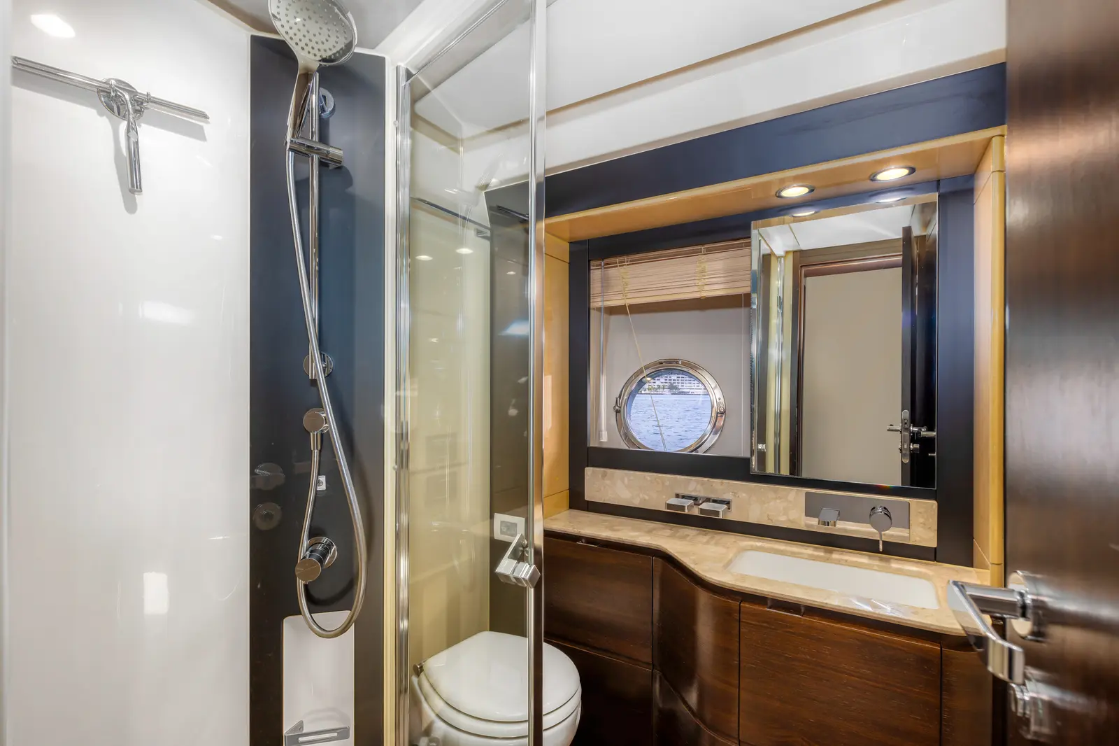 Azimut 68 "Le Grand Bleu" bathroom with shower