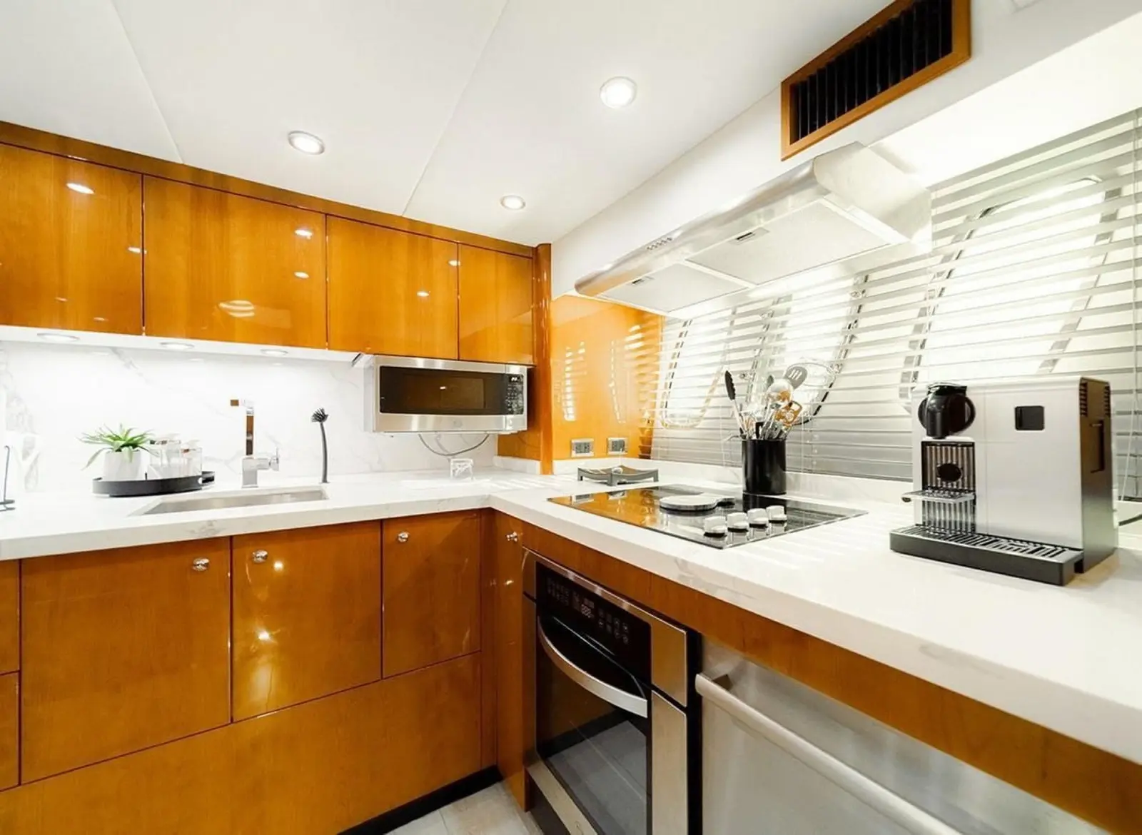 Sunseeker 85 galley with white counters