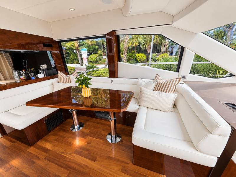 Galeon 53 salon dining table and sofa