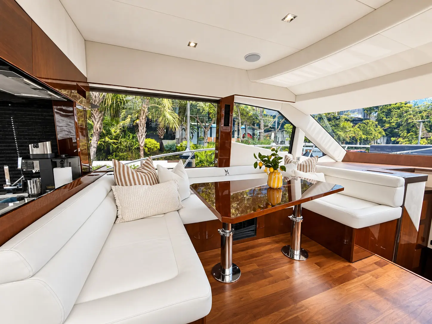Galeon 53 salon lounge with large windows