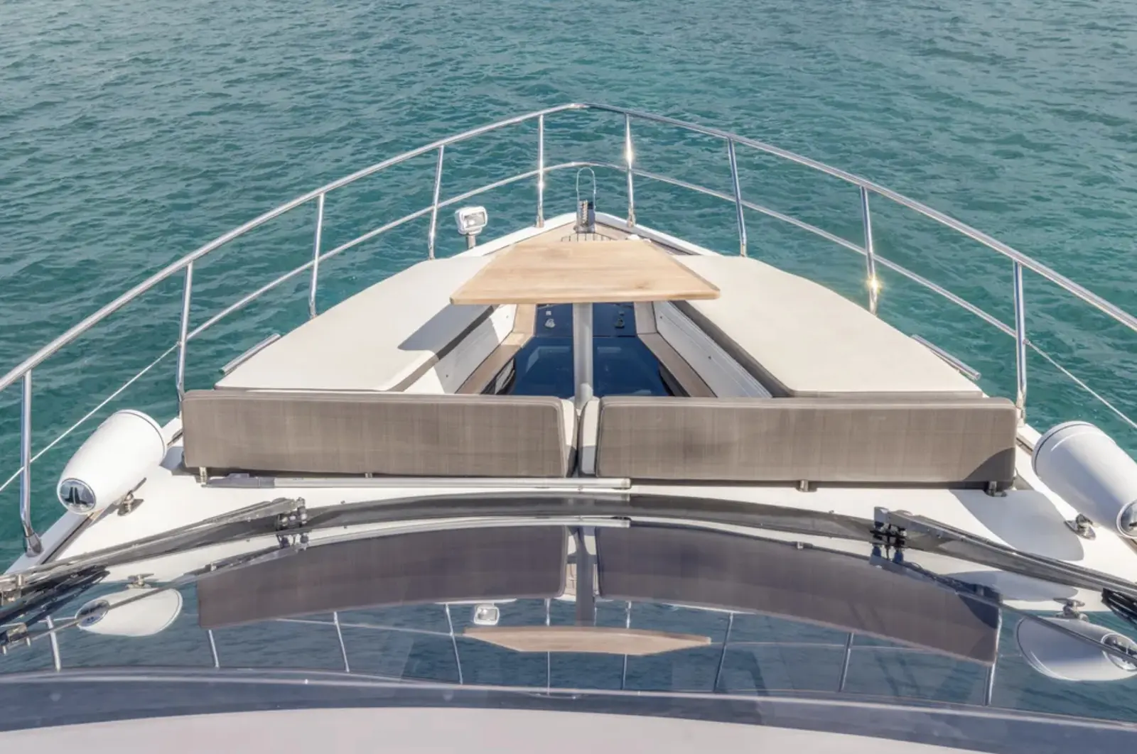 Galeon 53 foredeck lounge facing the bay